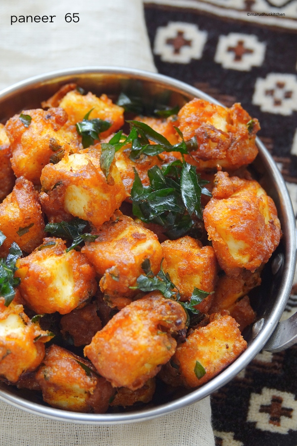 paneer 65 recipe dry /paneer fry - Marudhuskitchen