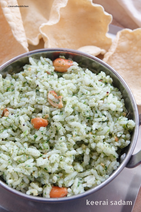 Keerai Rice Healthy Lunch box Recipe/ Keerai Sadham/ Variety rice - Marudhuskitchen